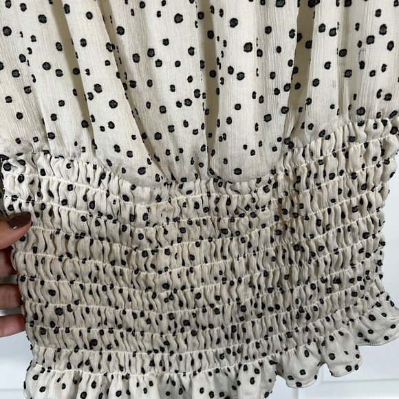 Anthropologie | Lucia Smocked | Off The Shoulder | Blouse | Black/White |‎ Small - Picture 4 of 9